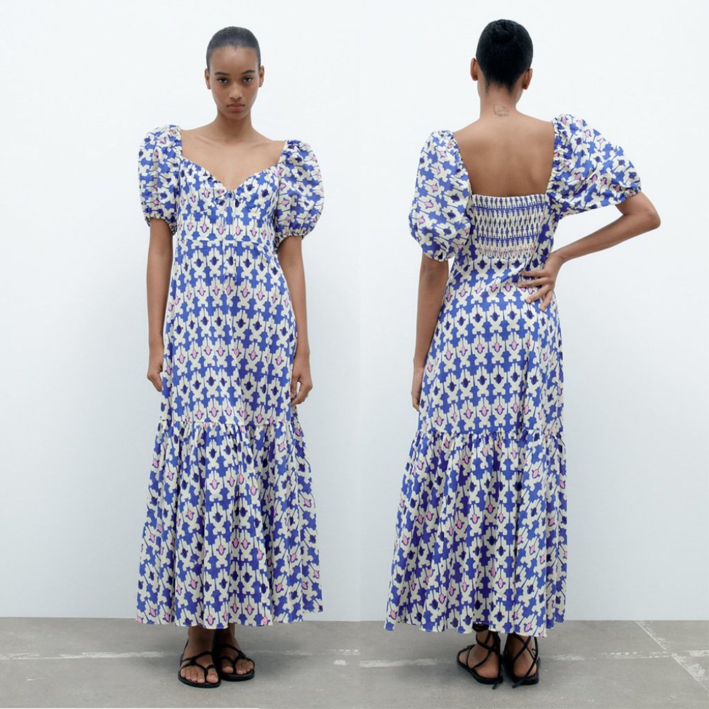 NEW ZARA printed midi dress size XS